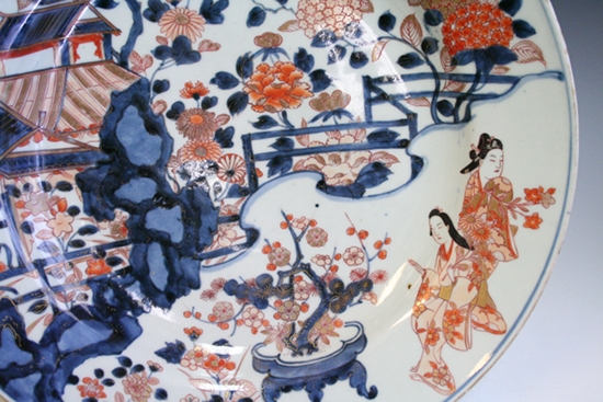 古美術青華堂｜H681 古伊万里・色絵金彩・元禄美人文皿（江戸時代）