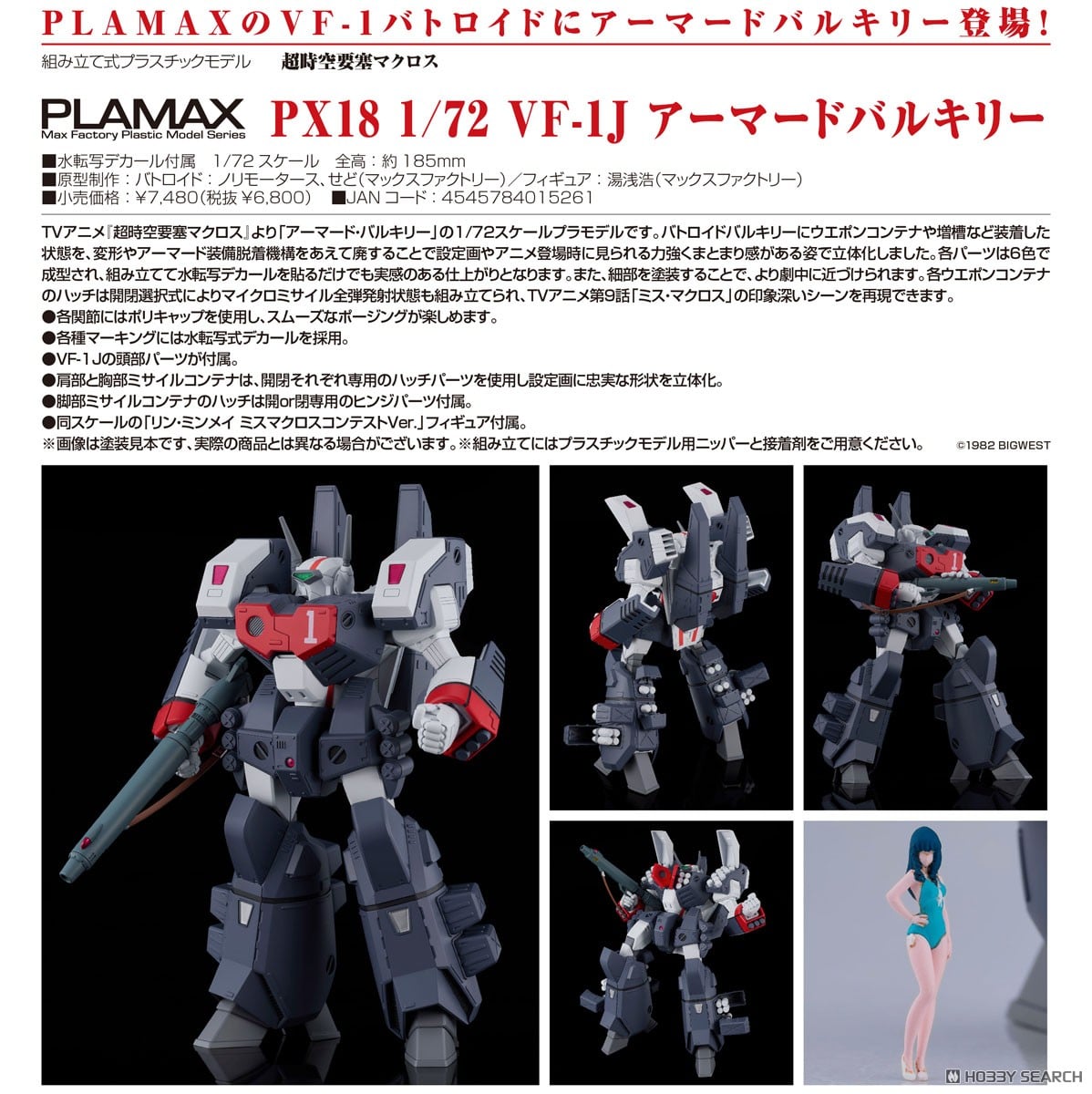 PLAMAX PX18 1/72 VF-1J アーマードバルキリー (プラモデル) - ホビー