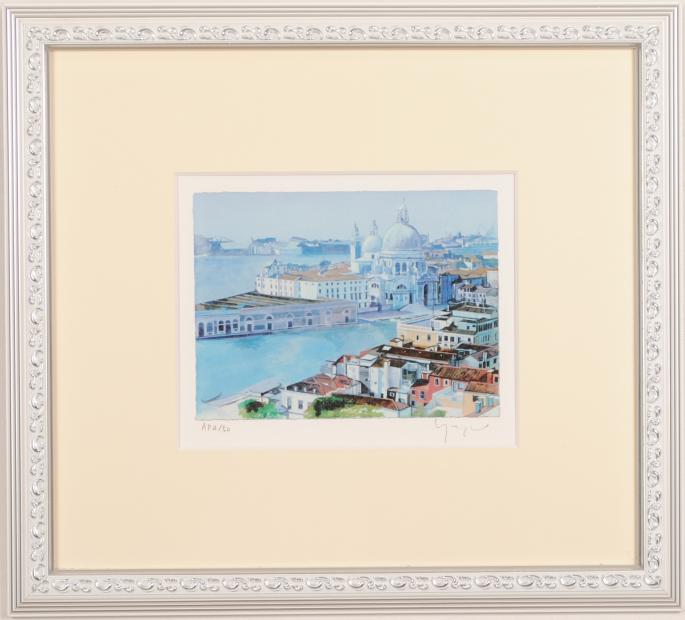 ベニスの思い出 ヒロヤマガタ シルクスクリーン 風景画 大きめ 黒