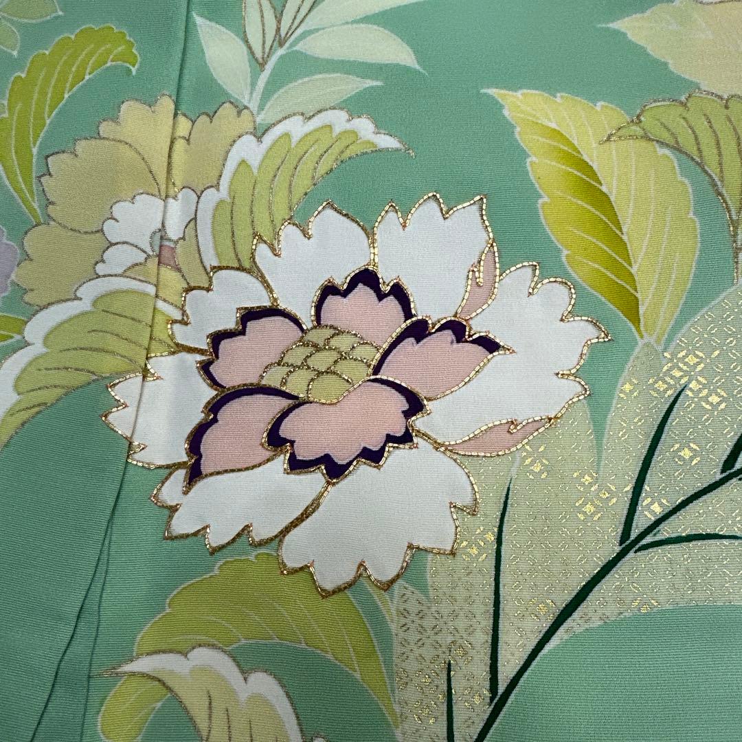 千總 京友禅 華文 グリーン系 刺繍 振袖 千總 京友禅 華文 グリーン系