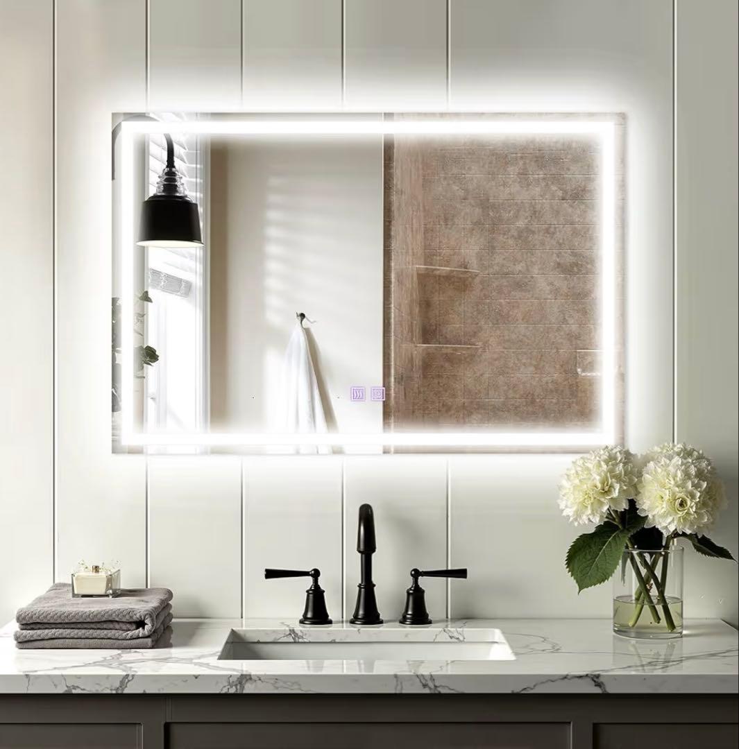 お洒落なLEDミラー⭐️鏡 LEDライト 壁掛け 洗面 省エネ モダンインテリア❣️ 楽天市場】壁掛けミラー LEDミラー 40-60cm 洗面台 調節可能 スマート