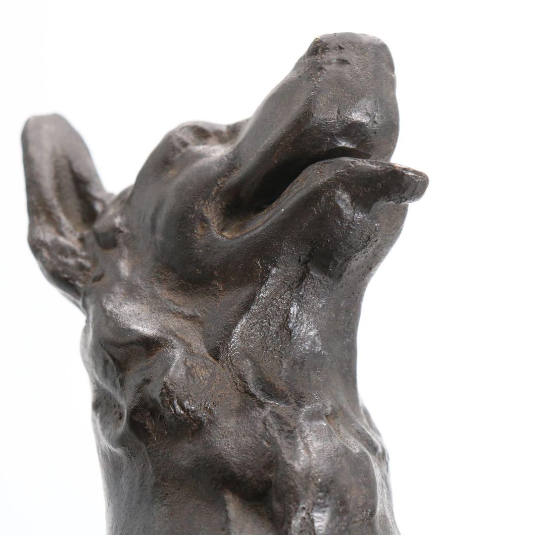 ブロンズ彫刻 犬 置物 銅像 V190 1F6