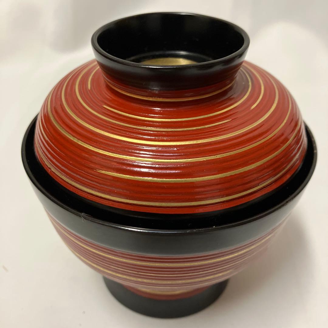 象彦　蓋つき汁椀　5客　吸物椀　木製漆器 金箔　千筋金彩　高級うるし塗り